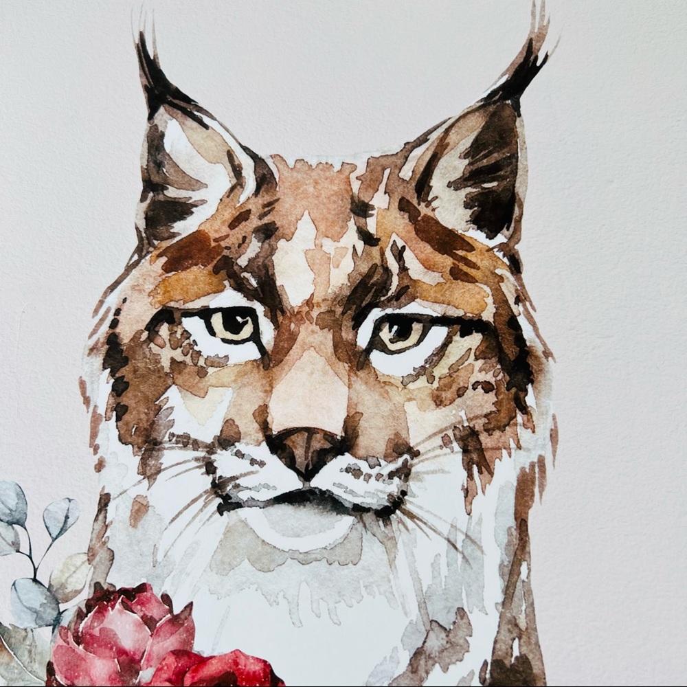 Wall Art Watercolor Lynx Bobcat Illustration Print Poster Unframed - Picture 16 of 17